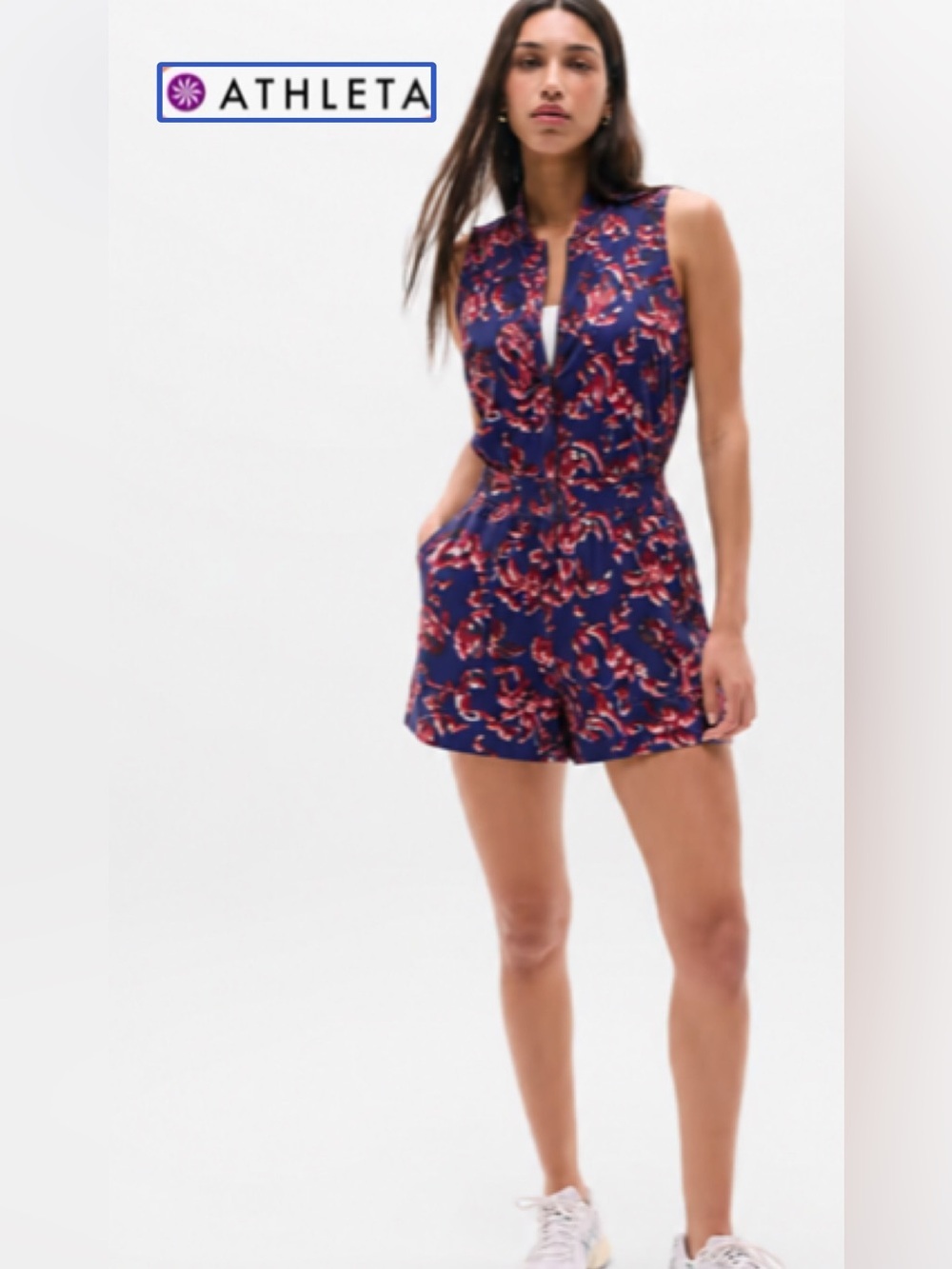 Athleta Printed Brooklyn UTILITY Romper NWOT So Cute!💐